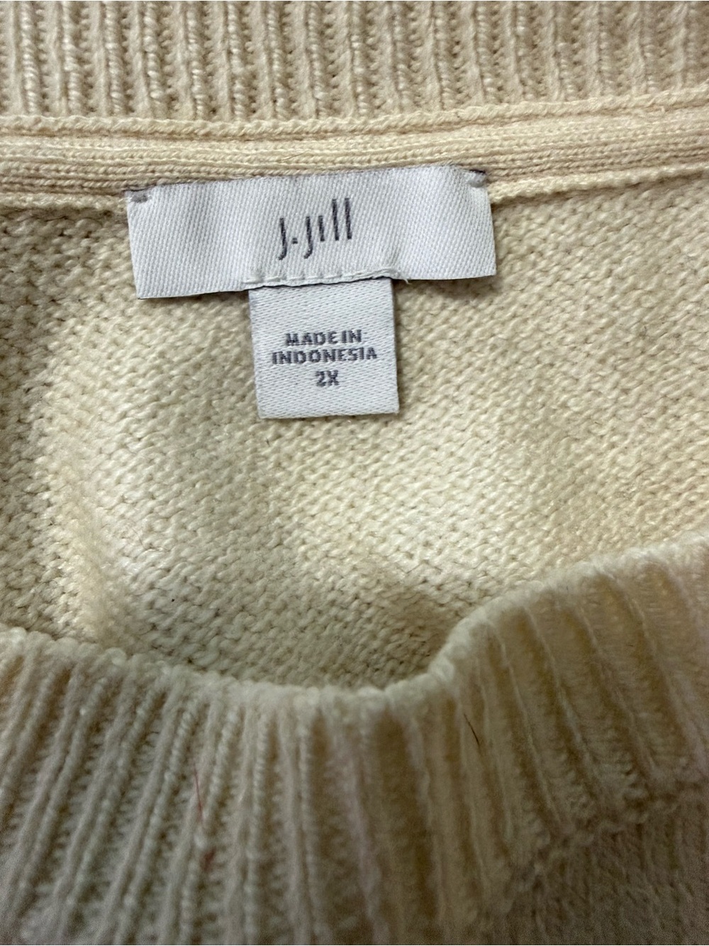 J.Jill Striped Cream and Navy Button-Shoulder Women's Sweater 2X - Picture 6 of 7